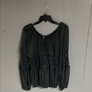 Free People Black Lace Blouse